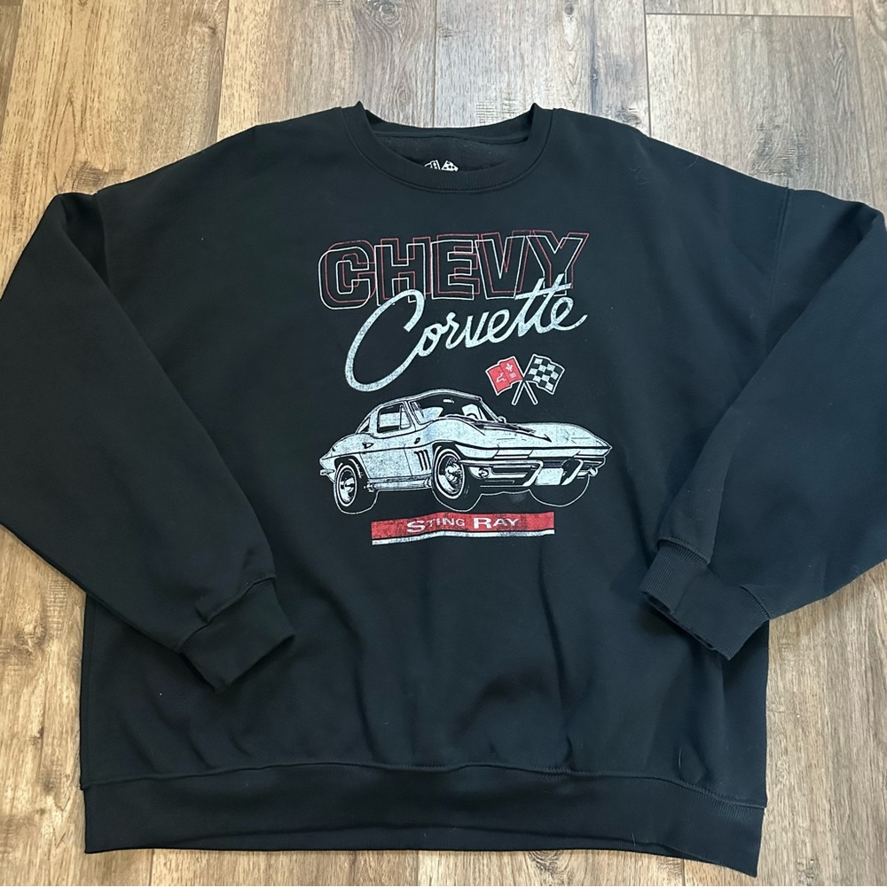 Corvette Women’s‎ Black Crewneck Sweatshirt, Graphic, Collector, Distressed, XXL